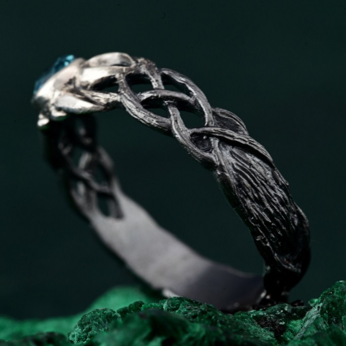Waves of Serenity: Gothic Blue Topaz Ring
