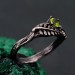 Graceful Peridot Fern Branchlet Ring - Whispering Fern Band