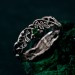 Emerald Oak Leaf Silver Ring