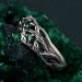 Green Emerald Leafy Band – Nature-Inspired Wedding Ring with Minimalist Bohemian DesignGreen Emerald Leafy Band – Nature-Inspired Wedding Ring with Minimalist Bohemian Design