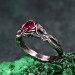 Nature-Inspired Sterling Silver Branch Ring with Ruby