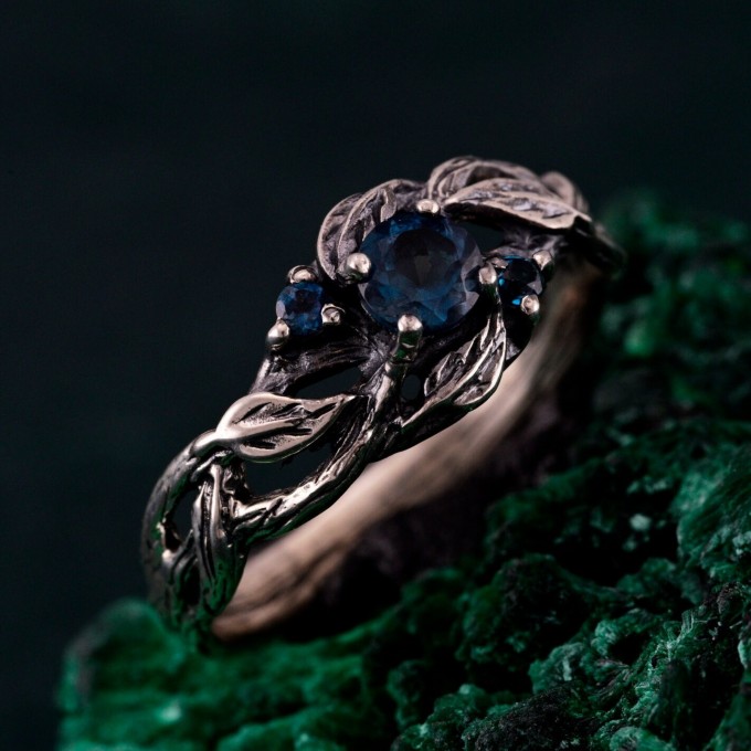 Midnight Enchantment: Blue Sapphire Silver Ring