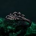 Unisex Gothic Wedding Band – Witchy Statement Ring, Geometric Silver Ring with Mushroom Design, Unique Gothic Jewelry
