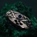 Wide Celtic Wedding Ring – Tree Bark Pattern with Sapphire, Vintage Style Sapphire Ring, Men's and Women's Wedding Band