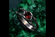 Unique Garnet Celtic Ring with Double Branch, Woodland Nature Engagement Ring, Alternative Fairy Style for Women