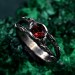 Unique Garnet Celtic Ring – Double Branch Design, Woodland Nature Engagement Ring in Alternative Fairy Style for Women