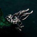 Enchanted Forest Bunny Ring with Emerald Eyes in Sterling Silver