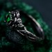 Nature's Embrace Emerald Ring with Lotus and Twisted Branches