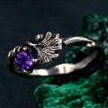 Silver Twig and Ginkgo Biloba Leaf Engagement Ring: Boho Chic Elvish Bridal Ring