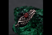 Garnet Fern Branchlet Ring, Whispering Fern Ring, Twig and Fern Ring, Woodland Fern Band, Graceful Frond Ring