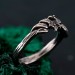 Unique Peridot Twig Engagement Ring - Nature-Inspired Sterling Silver Design with Butterfly