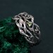 Elegant Silver Peridot Ring Set – Unique Tree-Inspired Wedding Bands for Couples