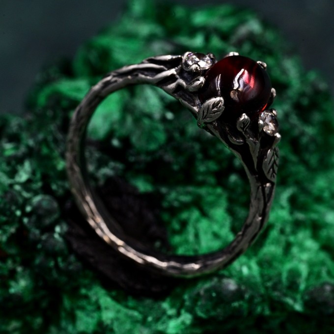 Vintage Fairycore Silver Band – Enchanted Forest Mystical Ring, Ethereal Floral Jewelry, Romantic Nature-Inspired Design