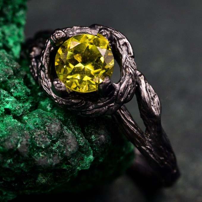 Twisted Woodland Wedding Band – One-of-a-Kind Twig Engagement Ring: Nature-Inspired Women's Branch Bridal Ring