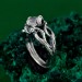 Gothic Silver Ring with Moonstone and Organic Design