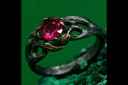 Ring with Ruby, Ring of Natural Beauty, Ring with Branch and Blossom, Mystical Forest Ring, Leafy Engagement Ring
