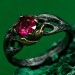 Mystical Forest Ring with Ruby - Leafy Engagement Ring with Branch and Blossom