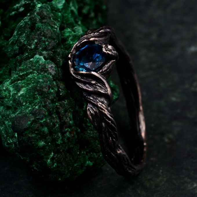 Gothic Noir Sterling Silver Ring - Mystical Darkness Design