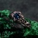 Bloom of Dusk: Gothic London Blue Topaz Rose Ring