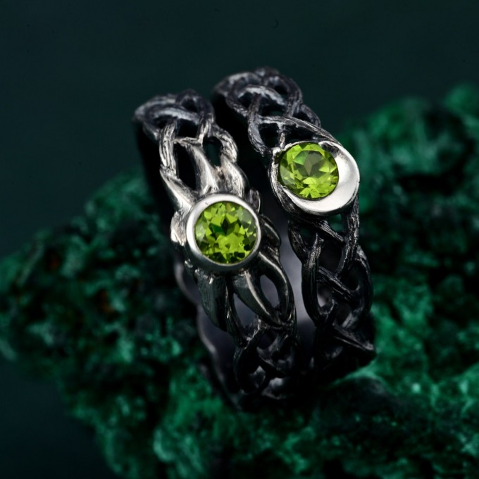 Dual Essence: Gothic Peridot Ring
