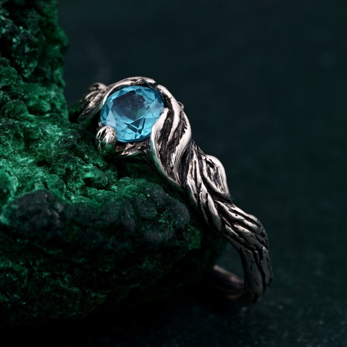 Sterling Silver Fantasy Promise Ring – Woodland Promise Ring, Enchanted Forest Engagement Ring, Rustic Elegance Twig Ring