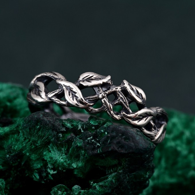 Men's Nature-Inspired Wedding Band with Triquetra Twig Motif