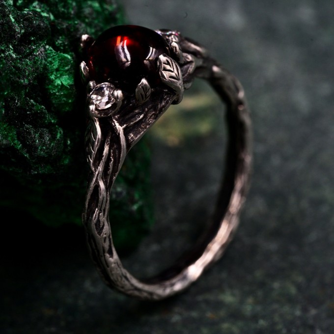 Vintage Fairycore Silver Band – Enchanted Forest Mystical Ring, Ethereal Floral Jewelry, Romantic Nature-Inspired Design