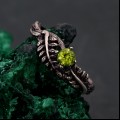 Enchant Forest Wedding Band – Peridot Fern Branchlet, Whispering Fern, Twig and Fern Design, Graceful Frond Ring
