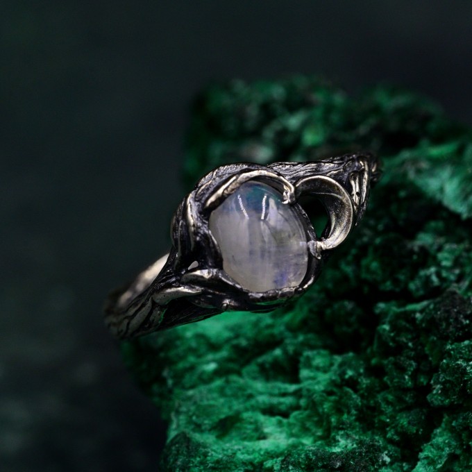 Moon Phase Silver Ring & Nature Inspired Twig Engagement Ring