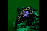 Mystical Forest Ring, Forest Ring with Amethyst, Ring of Natural Beauty, Ring with Branch and Blossom, Leafy Engagement Ring