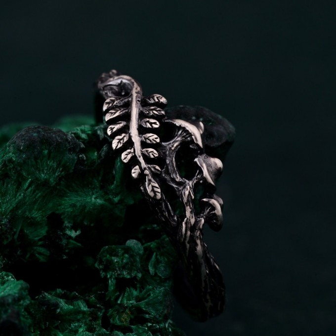 Unique Ring with Mushrooms - Unisex Gothic Wedding Band