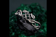 Men's Wedding Band, Nature-Inspired Sterling Silver, Triquetra Twig Motif, Silver Vine Leaf Promise Ring