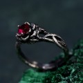 Flame of the Lotus: Gothic Ruby Ring
