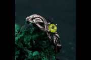 Leafy Branch with Sapphire Ring, Nature's Gemstone Adornment Ring for a Sparkling Christmas Gift