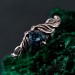 Gothic Silver Ring with Sapphire and Flowing Design