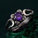 Floral Triple Moon Goddess Ring in Silver