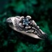 Floral Sterling Silver Ring with Blue Topaz