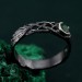 Enchanted Emerald Moon Ring with Whimsical Forest Branch Design