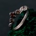 Tiny Branch Engagement Ring with Garnet Leaves in Silver – Wedding Ring Wooden Harmony, Wooden Wedding Branch, Wedding Ring Forest Branch