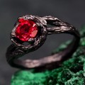 Handcrafted Women's Branch Bridal Ring – Unique Engagement Ring with Flower Design