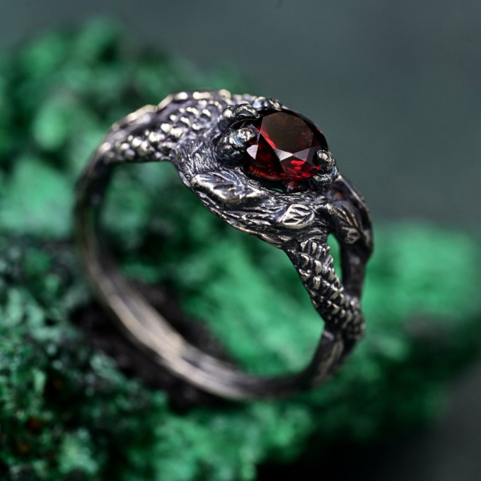 Silver Dragon Scale Ring: Handcrafted Mystical Fantasy Jewelry