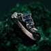 Whispers of Dusk: Gothic Leaf Sapphire Ring