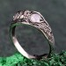 Gothic Silver Ring with Twin Moonstones and Nature Motif