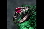Nature-Inspired Sterling Silver Branch Ring with Ruby, Unique Twig Engagement, Vintage Gift for Her