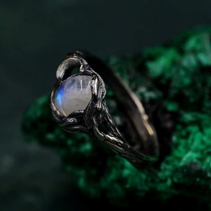 Moon Phase Silver Ring & Nature Inspired Twig Engagement Ring