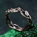 Garnet Twig Silver Ring with Dainty Branch and Petite Leaf Design