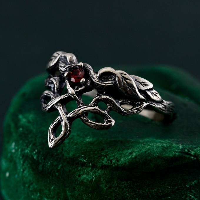 Enchanted Forest Ring - Braided Silver Band for Fantasy Engagement