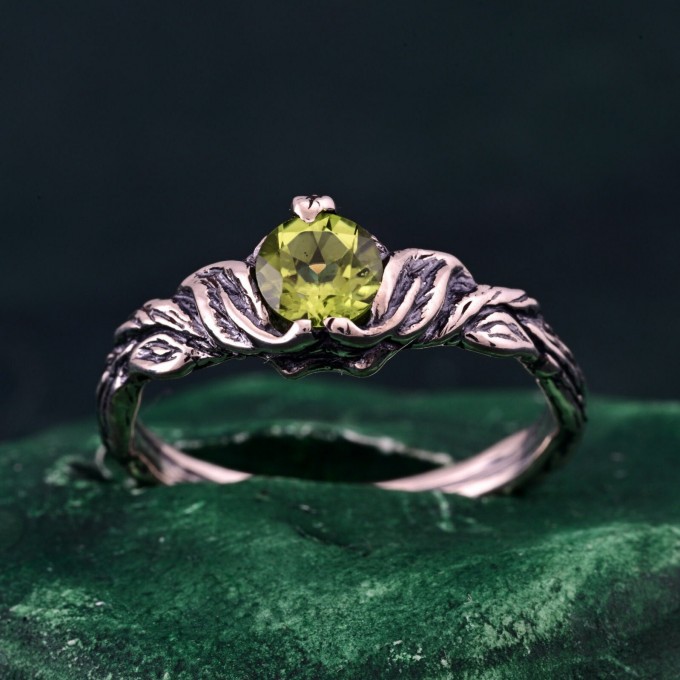 Gothic Elegance Engagement Ring - Nature's Embrace and Woodland Promise Ring