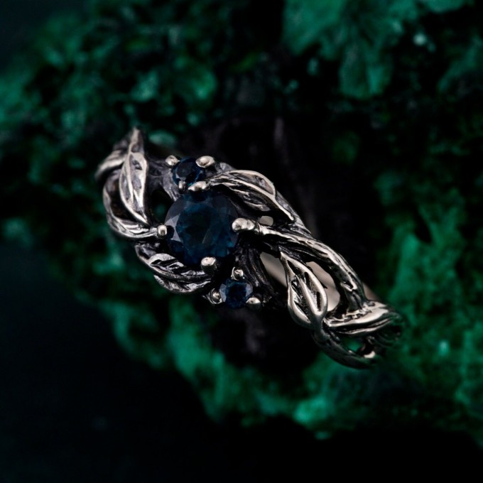 Midnight Enchantment: Blue Sapphire Silver Ring