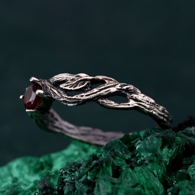 Flame of the Forest: Gothic Garnet Ring